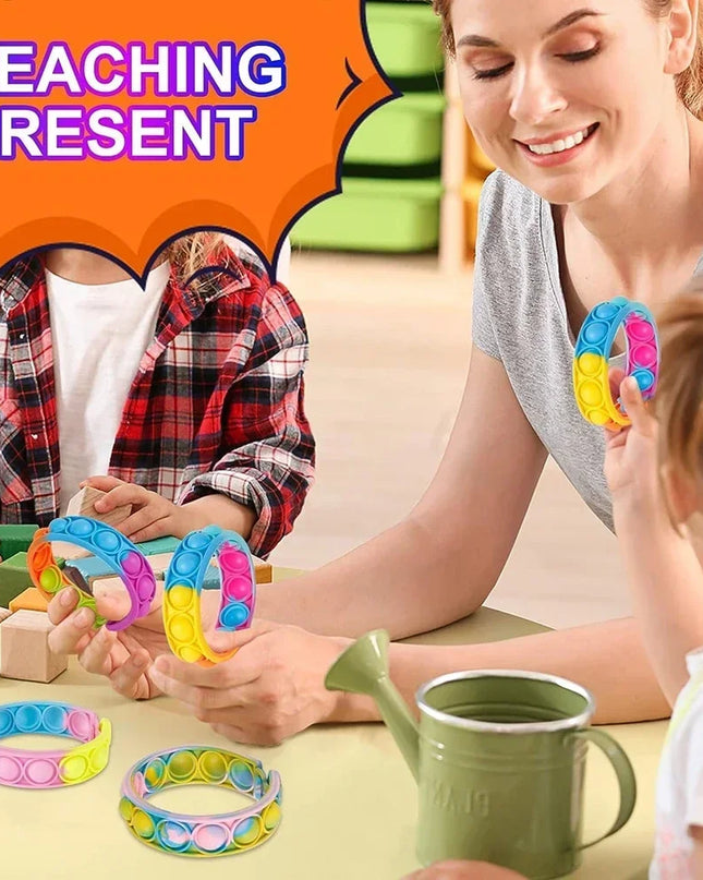 Fidget Toys Pop Bracelet Party Favors Bubble Bracelets Push Poping Sensory Stress Reliever Toys for Kids Children Gifts