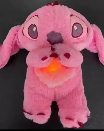 Pink Angel Stitch Plush Doll - Breathing Light & Music, Cute Anime Soothe Toy for Babies/Kids, Ideal Christmas/Birthday Gift