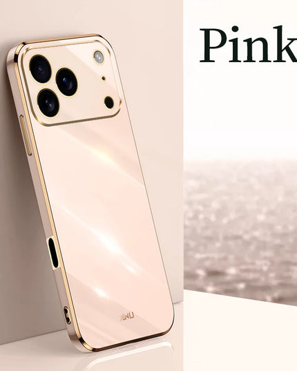 Solid Plating Phone Case For iPhone 17 Pro Max 17 Air 16e 16 Pro Max 16Plus 17Pro Max Cover Soft Silione Shockproof Cases Bumper