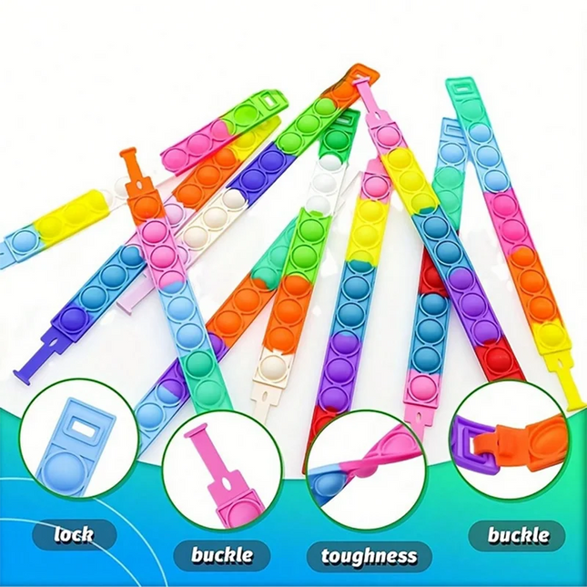 Fidget Toys Pop Bracelet Party Favors Bubble Bracelets Push Poping Sensory Stress Reliever Toys for Kids Children Gifts