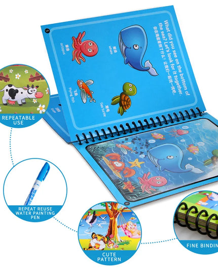 Magical Book Water Drawing Montessori Toys Reusable Coloring Book Magic Water Drawing Book Sensory Early Education for Children