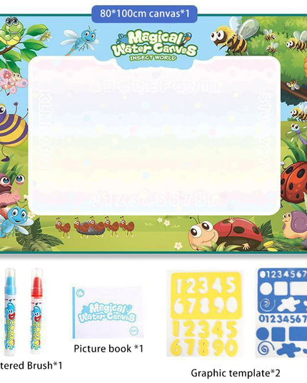 80x80CM Magic Water Drawing Mat Coloring Doodle Mat Montessori Painting Board Painting Pad Magic Pens Kids Educational Toy Gifts