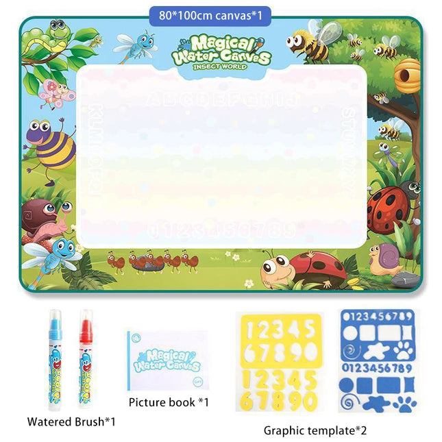 80x80CM Magic Water Drawing Mat Coloring Doodle Mat Montessori Painting Board Painting Pad Magic Pens Kids Educational Toy Gifts