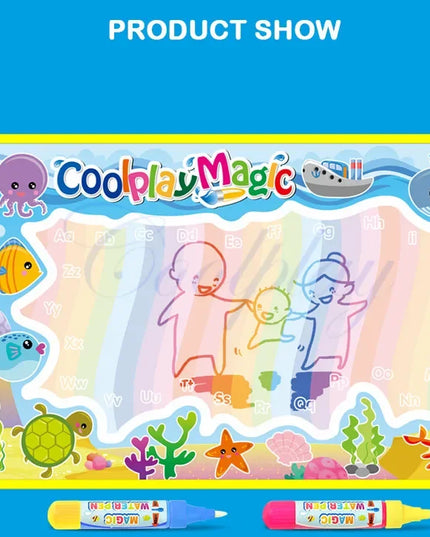 Animal Themes Rainbow Water Drawing Mat with 2 Pens Kids Water Doodle Mat Coloring Books Water Painting Rug Xmas Gift for Kids