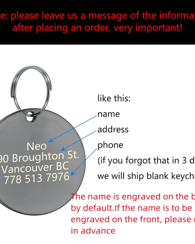 VIP Customizable Engraved Pets ID Tag for Dog Cat Bronze Nameplate Tags Personalized  Address Number Dogs Collar ID Pendant