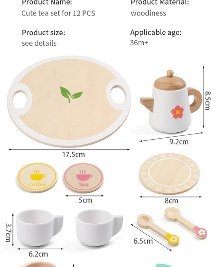 Kids Pretend Play Toys Popular Kids Kitchen Toys Realistic Wooden Tea Set Party Toy Set