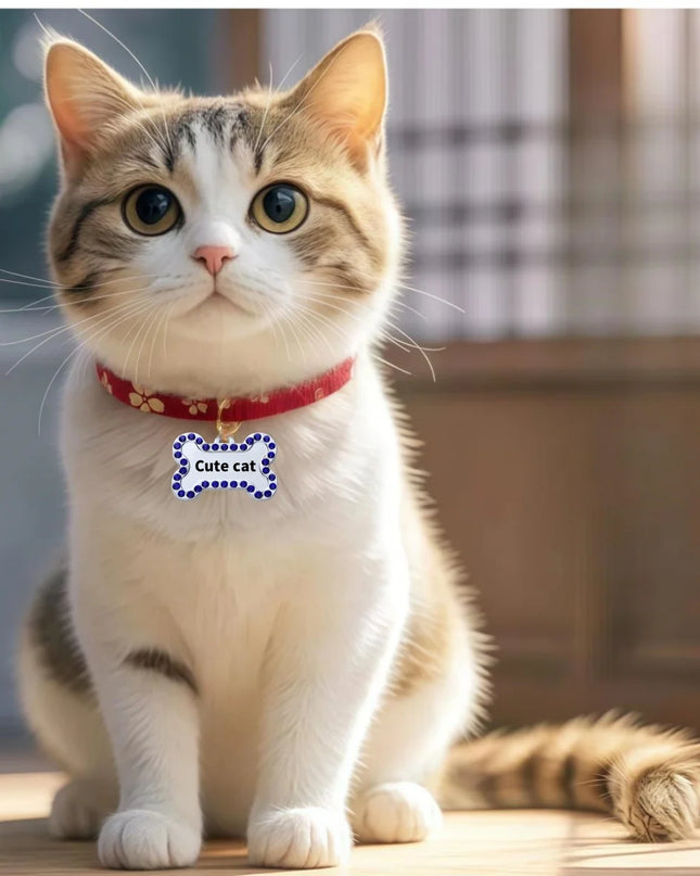 VIP Customizable Engraved Pets ID Tag for Dog Cat Bronze Nameplate Tags Personalized  Address Number Dogs Collar ID Pendant