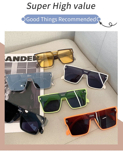 Sunglasses Men Fashion Oversized Square Frame Punk Glasses Brand Designer Women Large Eyewear Shades UV400 Protection Eyeglasses