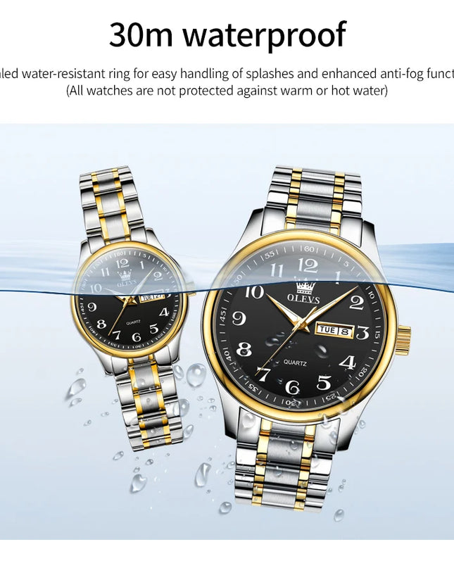 OLEVS 5567 Couple Watches Waterproof Luminous Wristwatch for Lover Date Men‘s and Women's Wristwatch Simple Fashion