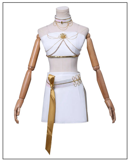 Anime Mira White PU Uniform Cosplay Costume Wig Woman Christmas Halloween Party Clothing