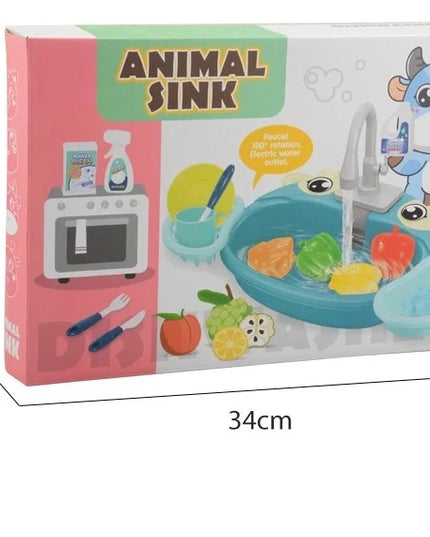 Toy Kitchen Set for Toddlers with Electric Circulating Water, Dishwasher Sink, Imaginative Pretend Play for Kids Boys Girls Ages