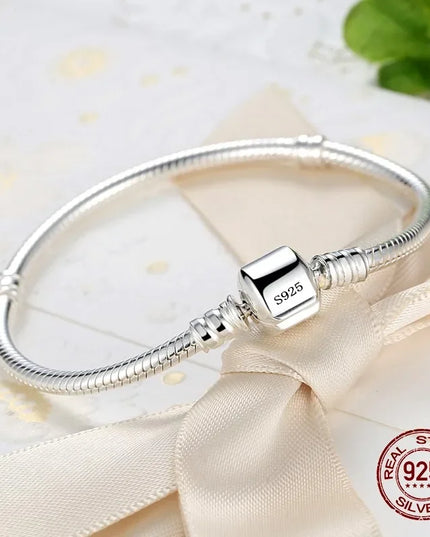 Handmade Original Fine Jewelry 925 Silver Charm Bracelet Soft Smooth Snake Bone Bracelets for Women