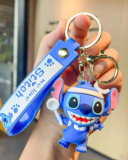 New Anime Disney Keychain Cartoon Mickey Mouse Minnie Lilo & Stitch Cute Doll Keyring Ornament Key Chain Pendant Kids Toys Gifts