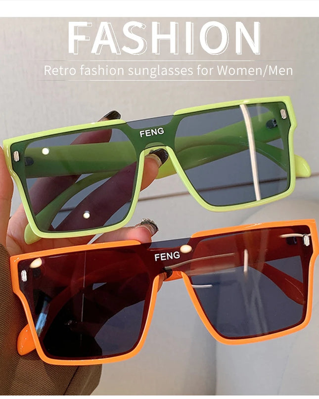 Sunglasses Men Fashion Oversized Square Frame Punk Glasses Brand Designer Women Large Eyewear Shades UV400 Protection Eyeglasses