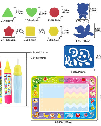 150x100cm Magic Water Drawing Mat for Kids Coloring Doodle Mat with Magic Pens Painting Board Educational Montessori Toys