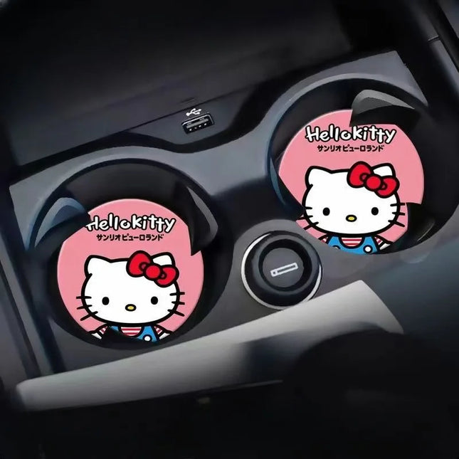 2pcs Sanrio Hello Kitty Car cup Coasters Cartoon car inner Decoration Anti Slip Mat silicone Car Cup pad Gifts for girl friend