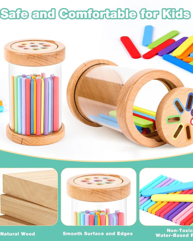 Montessori Toys Wooden Color Sorting Toys Fine Motor Skills Sensory Matching Games Educational Kid Toys For 1-3 Year Old 3+ Gift