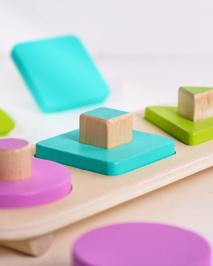 Montessori Wood Toys 0-12Months Baby Colorful Geometry Grasping Board Toys Newborn Sensory Touch Shape Recognition Game Toy Gift