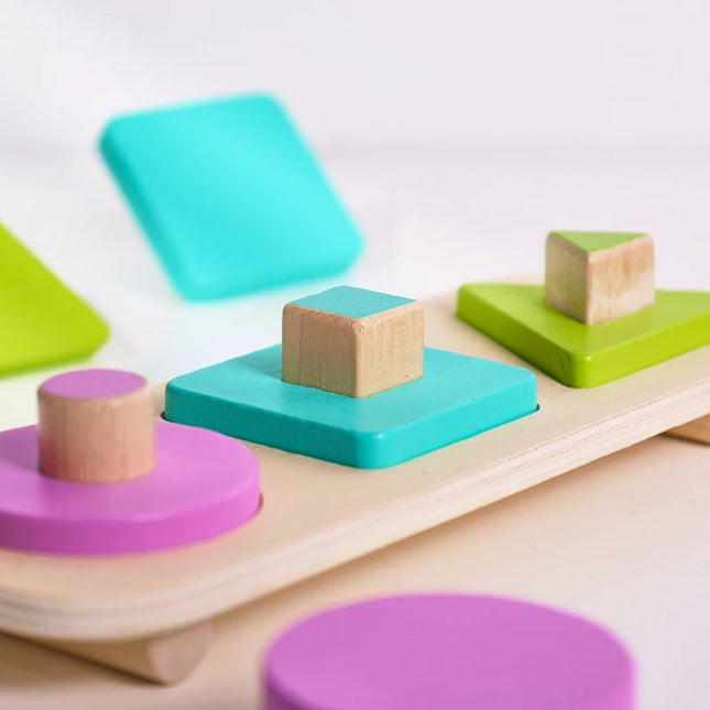 Montessori Wood Toys 0-12Months Baby Colorful Geometry Grasping Board Toys Newborn Sensory Touch Shape Recognition Game Toy Gift