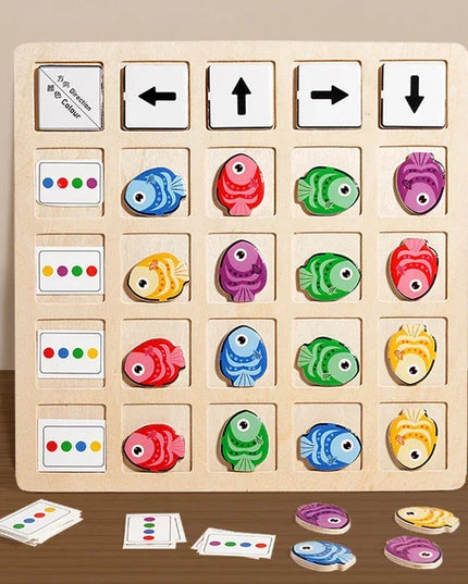 Montessori Wooden Toys Children Logical Thinking Training Direction Color Cognition Educational Battle Battle Board Game Gifts