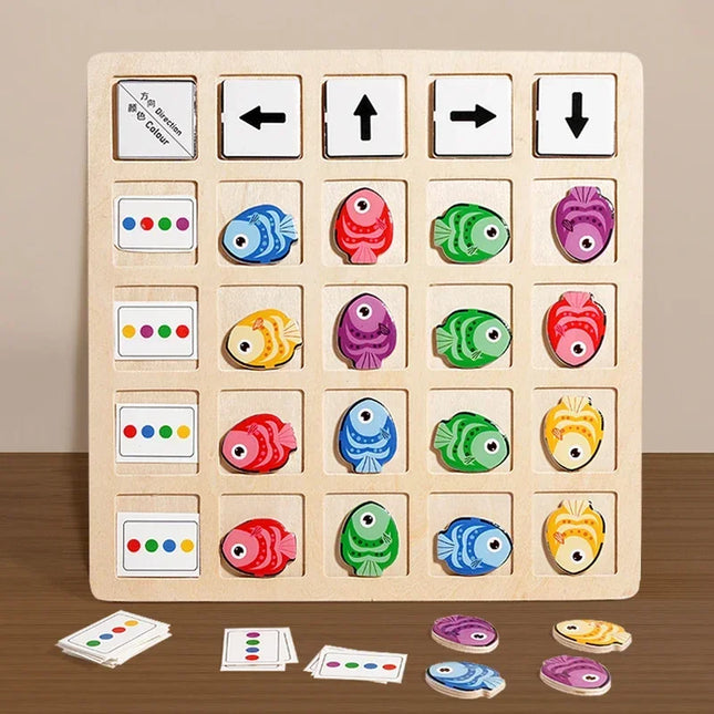 Montessori Wooden Toys Children Logical Thinking Training Direction Color Cognition Educational Battle Battle Board Game Gifts