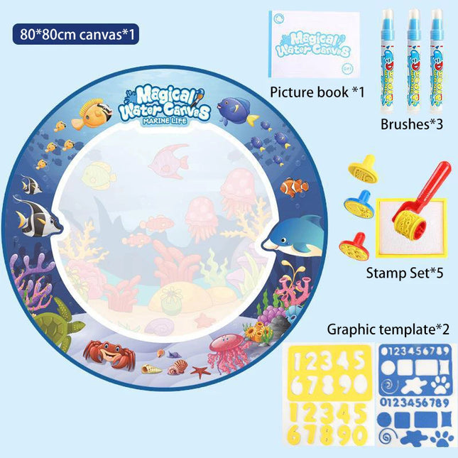 80x80CM Magic Water Drawing Mat Coloring Doodle Mat Montessori Painting Board Painting Pad Magic Pens Kids Educational Toy Gifts