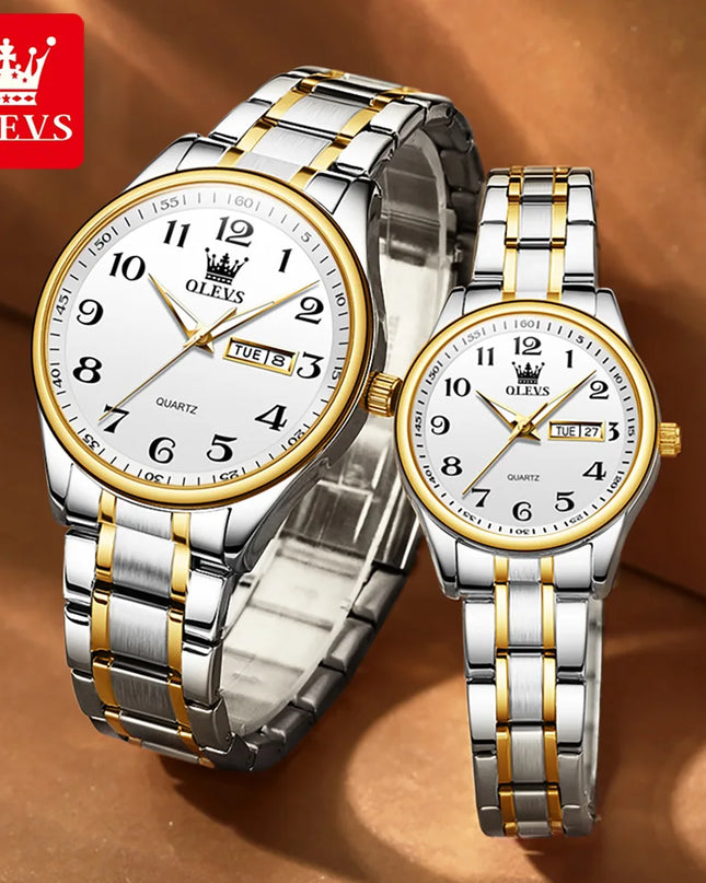 OLEVS 5567 Couple Watches Waterproof Luminous Wristwatch for Lover Date Men‘s and Women's Wristwatch Simple Fashion