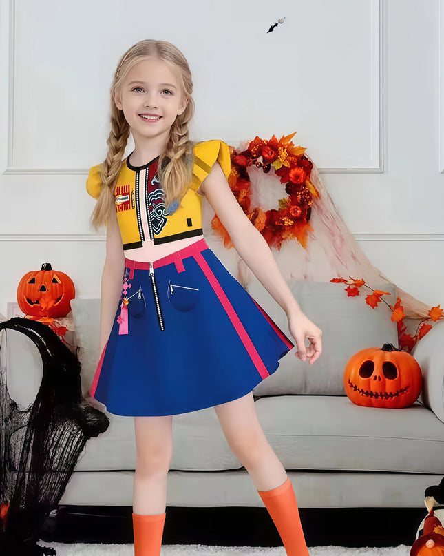 Kids Zoey Mira Rumi Demon Cosplay Costume Girls Huntrix Flying Sleeve Dress For Halloween K-Pop Idol Hunters Role Play Outfits