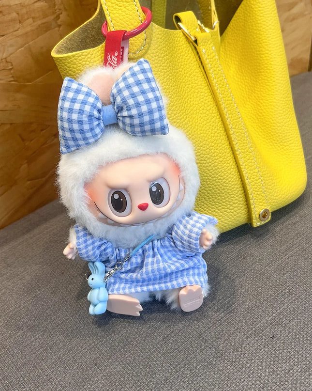 For 17cm Labubu Doll Luxry Brand design Diy Accessories Dress Sweater Overalls T-shirt Hat Set For Labubu Trendy Clothing Gift