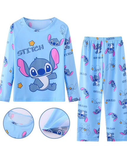 New Spring Children's Clothing Sets Stitch Angel Boy Sleepwear Long sleeved pants Clothes Kids Pajamas Set Baby Girls Pyjamas