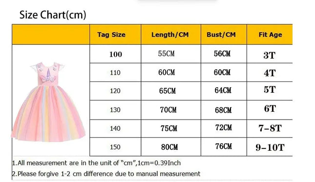 Kids Unicorn Dress for Girls Party Dresses Flower Appliques Ball Gown Little Girl Princess Costumes Summer Children Dresses