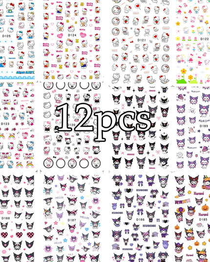 12sheet Cartoon Stitch Angel Nail Stickers Set Multiple Action Kawaii Stitch Nail Art Decals Adhesive Kids Manicure Decorations