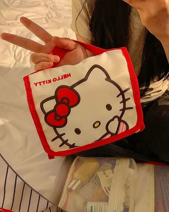 Cute Portable Travel Wash Up Storage Bag Girls Gifts Hello Kitty Kuromi Stitch KT Cat Cartoon Cosmetic Bag For Girl Kawaii Gifts