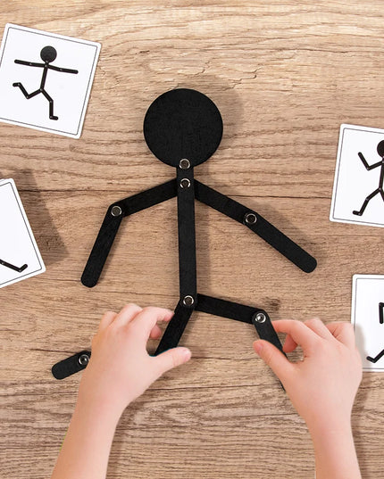 Kids Montessori Toys Wooden Early Learning Educational Puzzles Sporty Pose JigsawImprove Hands-on Skill Busy Board Gifts