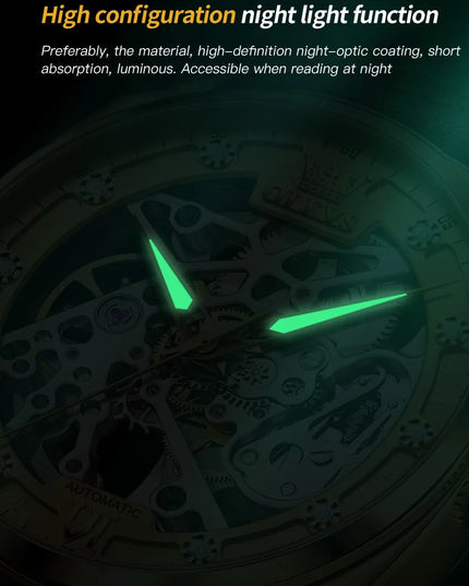 OLEVS 6651 Top Brand Men Watches Fashion Dress Automatic Mechanical Wristwatch Wateproof Luminous Hollow Flywheel Watch for man