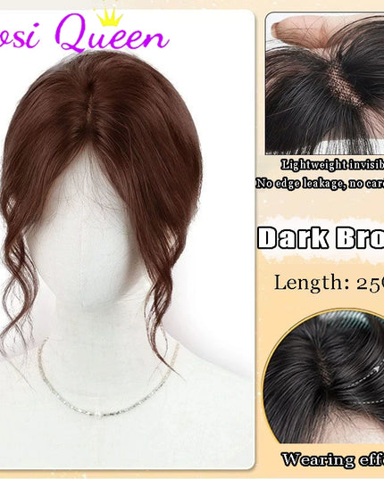 AOSI Synthetic Eight-character Bangs Wig For Women With High Hair Volume And High Skull Covering Gray Hair Replacement Wig