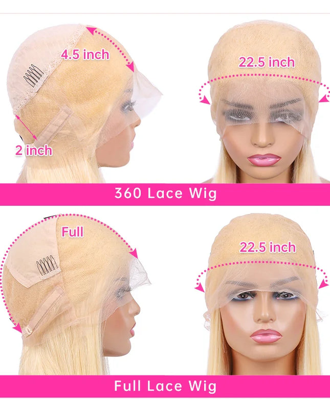 613 Blonde 360 Full Lace Wig Human Hair Pre Plucked Hd 13x4 13x6 Lace Front Wig Blonde Brazilian Straight Frontal Wigs For Women