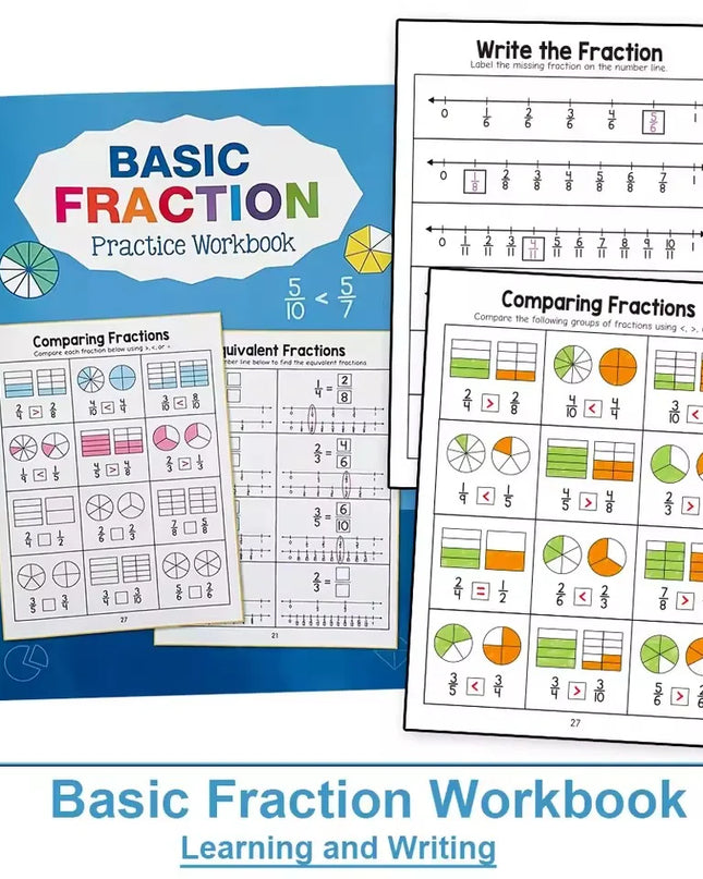 Montessori Fractions Workbook Arithmetic Learning Teaching Aids Grade 3-4 Primary School Math Cognitive Training Test Book