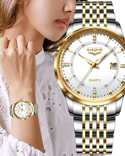 LIGE New Waterproof Watches Women Fashion Women's Bracelet Watch Top Brand Luxury Date Quartz Watch for Women Relogio Feminino