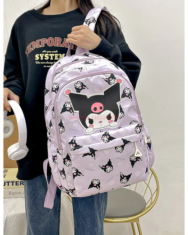 Sanrio Backpack For Kids Cartoon Hello Kitty Kuromi Bookbag Student Teenager Girl Boy Nylon Shoulders Bag Schoolbag Kawaii Bags