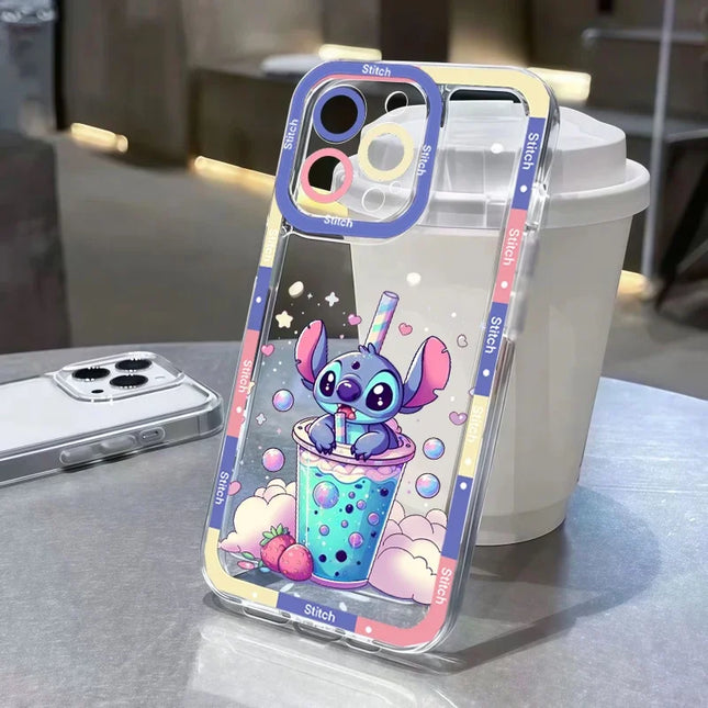 Stitch Artistic Transparent Phone Case For IPhone 17 Air 16 14 12 11 Pro Max 15 Plus 13 Mini 16E Fashion TPU Silicone Soft Cover