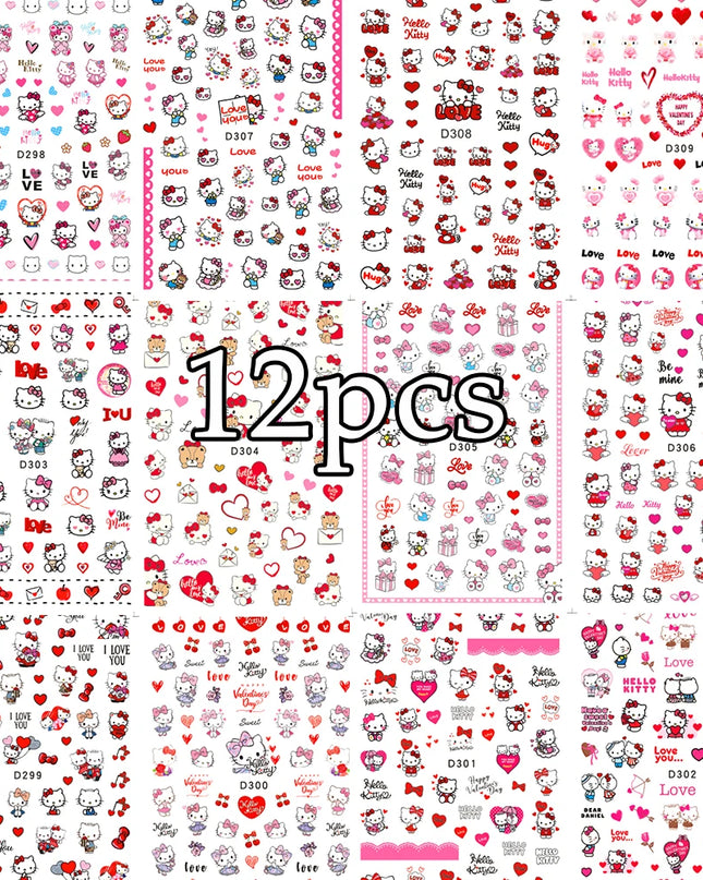 12sheet Cartoon Stitch Angel Nail Stickers Set Multiple Action Kawaii Stitch Nail Art Decals Adhesive Kids Manicure Decorations