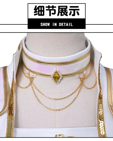 Anime Mira White PU Uniform Cosplay Costume Wig Woman Christmas Halloween Party Clothing