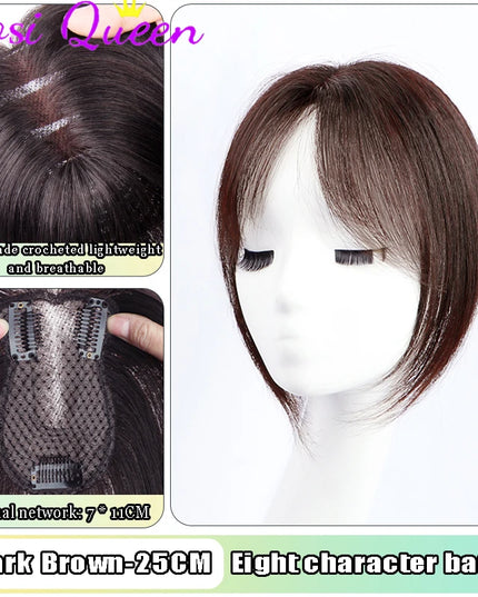 AOSI Synthetic Eight-character Bangs Wig For Women With High Hair Volume And High Skull Covering Gray Hair Replacement Wig
