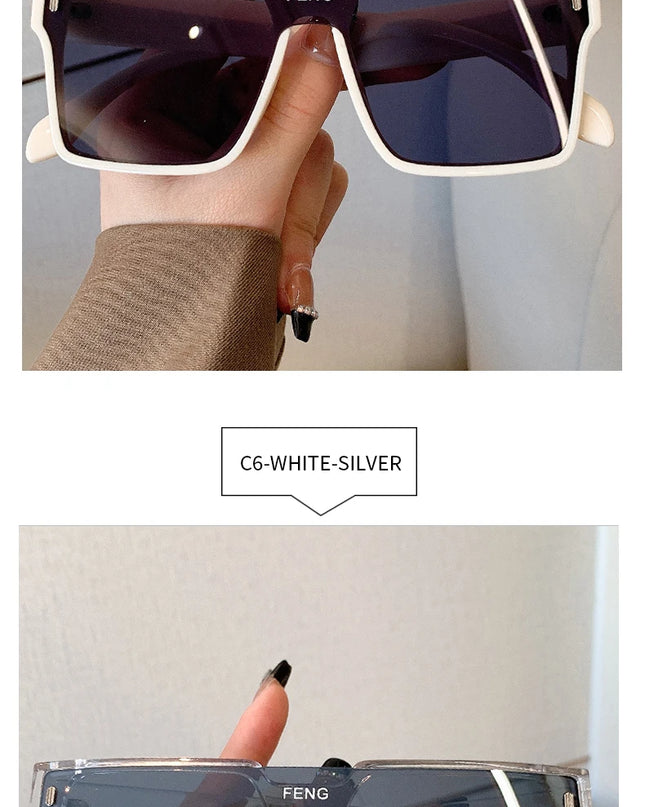 Sunglasses Men Fashion Oversized Square Frame Punk Glasses Brand Designer Women Large Eyewear Shades UV400 Protection Eyeglasses