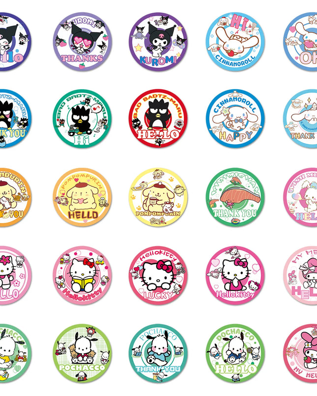 50Pcs Kawaii Sanrio Stickers Cute Hello Kitty Kuromi My Melody Pompom Purin Cinnamoroll Phone Case Waterproof Stickers