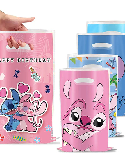 30pcs Blue Pink Stitch Party Gift Bags with Handles Lilo & Stitch Themed Party Favors Bags Baby Shower Kids Birthday Party Decor