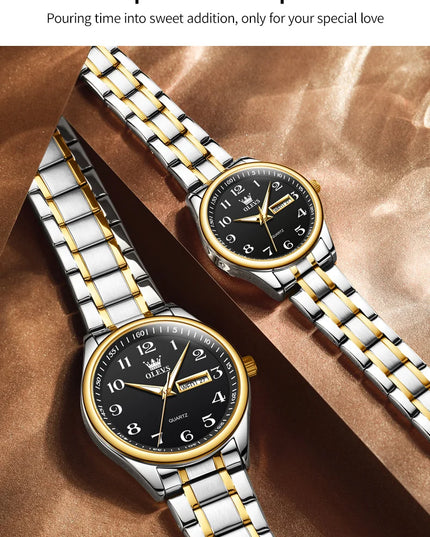 OLEVS 5567 Couple Watches Waterproof Luminous Wristwatch for Lover Date Men‘s and Women's Wristwatch Simple Fashion