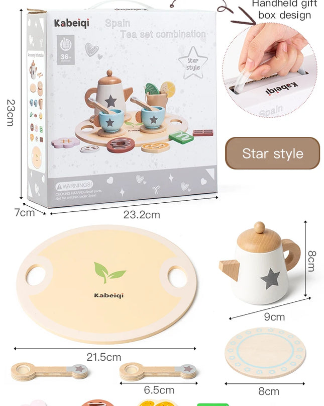 Children's simulation wooden toys, tea set sets, pretend games, baby educational toys, birthday and holiday gifts