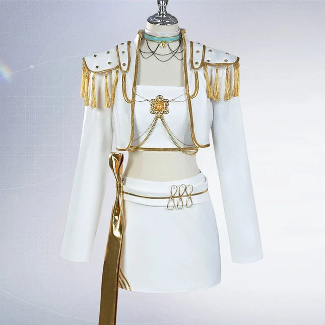 KPop Rumi Mira Zoey White Singing Suit Women Girls Halloween Party Role Playing Outfit Cosplay Costume Wig for Adult Children